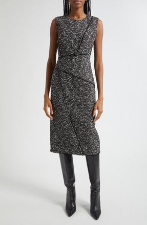 Lafayette 148 New York Fringed Seam Wool Blend Tweed Sheath Dress in Black Multi at Nordstrom, Size 10