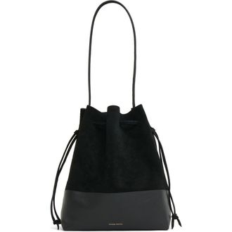 Mansur Gavriel Drawstring Cabas Bucket Bag in Black/Black at Nordstrom