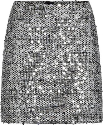 Co'Couture Zilveren Paillet Mini Rok - Dames - Korte rokken - Grijs - S - Wol - Rokken
