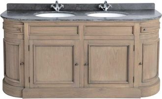 Signature Mueble lavabo doble en roble y piedra azul L191 cm - hausmann