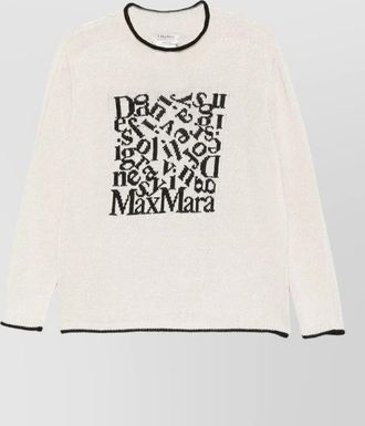 Max Mara linen sweater graphic embroidery crew neck