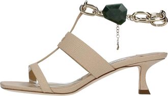 Jimmy Choo London Sandalen met hoge hak - Dames - Sandalen met hakken - Beige - 41 EU - Leer - Schoenen