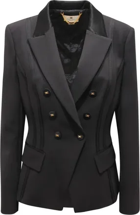 Elisabetta Franchi Blazers, female, Black, Size: L Giacca Doppiopetto WO Jacket
