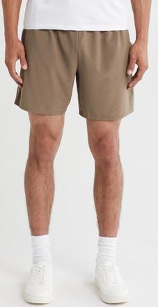 Zella Zelstretch 7-Inch Perforated Shorts in Brown Morel at Nordstrom Rack, Size Large