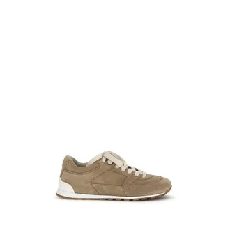 Brunello Cucinelli Beige Calf Leather Bos Taurus Low Top Womens Sneakers