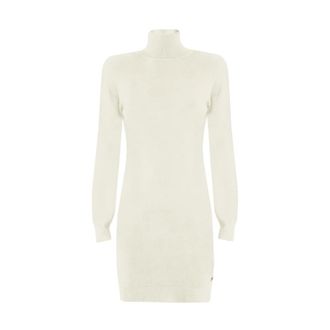 Yes-Zee Knitted Dresses, female, White, Size: 2XL Ribbed Knit Dress