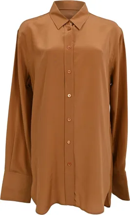 Joseph Longsleeve Button Up Shirt in Brown Silk
