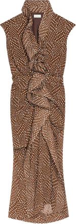 Dries Van Noten Davylo midi-jurk met ruches - Bruin