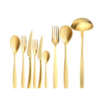 Bugatti Riviera Gold, Posate Set 75 Pz, Scatola Gallery, Casa Bugatti - Colore: Oro Sabbiato