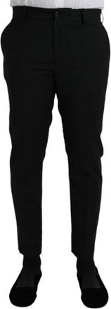 Dolce & Gabbana Zwarte Slim-Fit Wolle Jurkbroek - Heren - Nette broeken - Zwart - M - Wol - Broeken