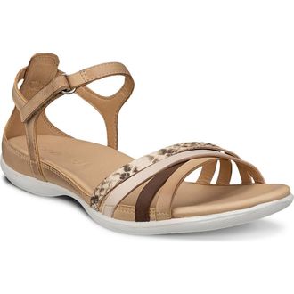 Ecco Flash Ankle Strap Sandal in Powder/limestone/Cocoa at Nordstrom, Size 10-10.5Us