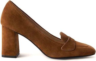 Furla Solid Moca-Pump In Cognac Suede