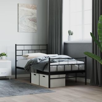 vidaXL Estructura Cama Sin Colch&oacute;n Con Estribo Metal Negro 107x203 Cm Vidaxl