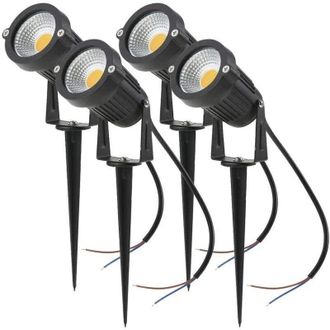 OEM Juego De 4 Focos Led Cob De 5w Y 220v, Focos De Jard&iacute;n Ajustables Con Estacas, Iluminaci&oacute;n Exterior Para Jard&iacute;n Y Terraza (blanco C&aacute;lido)
