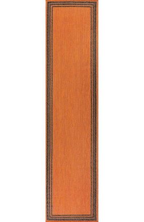 Jonathan Y Designs James Modern Border Stripe Indoor/Outdoor Area Rug in Orange/dark Gray at Nordstrom, Size 4Ft 0In X 6Ft 0In