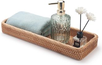 OEM Bandejas De Ba&ntilde;o De Rat&aacute;n, Cestas Rectangulares Para Guardar Art&iacute;culos De Aseo (natural, 41,5 X 15,5 X 5 Cm)