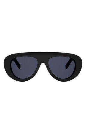Celine Triomphe Stamp 57mm Pilot Sunglasses in Shiny Black /Blue at Nordstrom