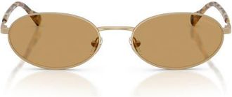 Emporio Armani 54mm Oval Sunglasses in Matte Pale Gold/brown at Nordstrom