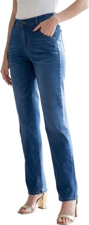 Roaman's Plus Size 360&ordm; Stretch 5 Pocket Straight Leg Jean in Medium Stonewash at Nordstrom, Size 32