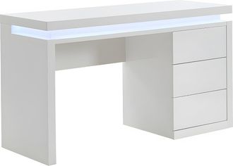 Vente-Unique Escritorio EMERSON - 3 cajones - MDF lacado blanco - LEDs