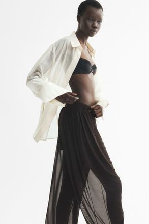 H&M Mesh Balloon Trousers in Dark Brown at Nordstrom, Size X-Small