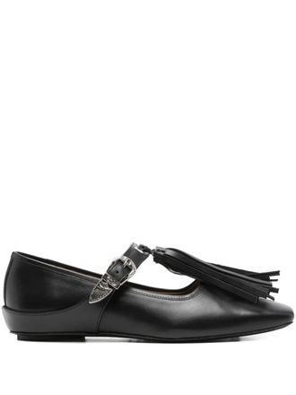 Toga Archives buckle-fastening tassel ballet flats - Black