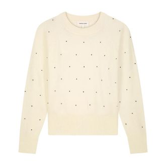 Fab By Fabienne Chapot Lidi Strass Pullover - Dames - Ronde hals truien - Beige - S - Wol - Truien & Vesten
