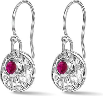 Dower & Hall Hammered Disc & Ruby Array Earrings