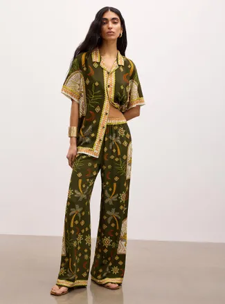 Kuwalla Womens Exotic print wide-leg pant