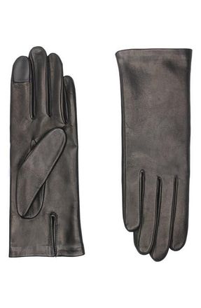 Agnelle Leather Gloves in Noir Tactile at Nordstrom, Size 7 1/2