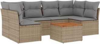 vidaXL Vidaxl - Set Sof&aacute;s De Jard&iacute;n 7 Piezas Y Cojines Rat&aacute;n Sint&eacute;tico Beige