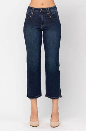 Judy Blue Center Stage High Rise Cropped Denim Jeans In Dark Wash