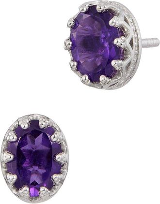 Savvy Cie Jewels Silver 1.60 Ct. Tw. Amethyst Stud Earrings