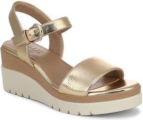 Naturalizer Graciela Wedge Sandal in Dark Gold Faux Leather at Nordstrom Rack, Size 6.5