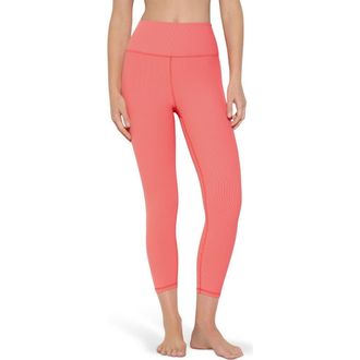 Spiritual Gangster Auralight Rib Crop Leggings in Sunset Red at Nordstrom, Size X-Small