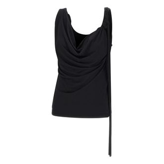 Blumarine Sleeveless Tops, female, Black, Size: 2XS Draped Jersey Top