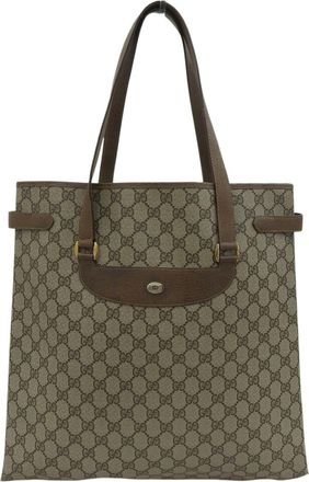 Gucci Beige Brown Gg Plus Pvc Leather Handbag Tote Bag (Pre-Owned)