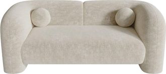 Sia Home Sof&aacute; cama 2 plazas terciopelo con motivos crema 168 cm