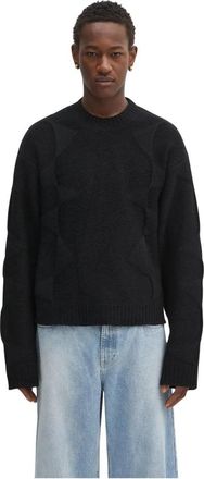Heliot Emil Round-neck Truien - Heren - Ronde hals truien - Zwart - XL - Wol - Truien & Vesten