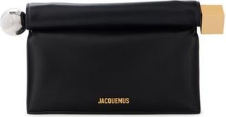 Jacquemus La Pochette Rond Carré Leather Clutch in Black 990 at Nordstrom