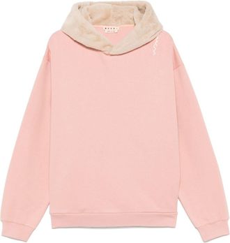 Marni faux fur-detailed hoodie - men - Polyester/Cotton - 50 - Pink