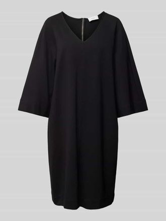 More Knielanges Kleid mit abgerundetem V-Ausschnitt in Black, Gr&ouml;&szlig;e 34