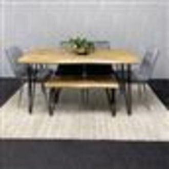 Kosy Koala Dining Table Set With Bench And 4 Grey Velvet Chairs Modern Dining Room Furniture