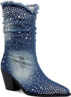 London Rag Savant Pointed Toe Bootie in Dark Blue at Nordstrom Rack, Size 6.5