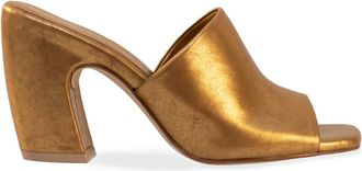 Cortana Metallic Gouden Mules met Vierkante Neus - Dames - Muiltjes - Geel - 38 EU - Leer - Schoenen