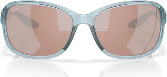 Costa Seadrift 58mm Polarized Square Sunglasses in Translucent Silt Blue at Nordstrom