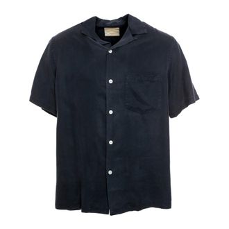 Portuguese Flannel Revere Collar Short Sleeve Shirt - Heren - Korte mouwen Overhemden - Blauw - S - Overhemden