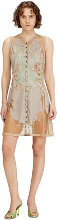 Diesel Short dress in printed devor&eacute; jersey - Dresses - Woman - Brown