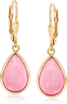 Ross-Simons Pink Opal Teardrop Earrings in 18kt Gold Over Sterling