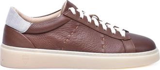 Eleventy Brown Hammered Leather Sneakers
